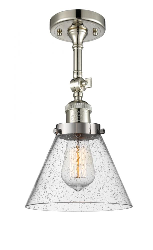 Cone - 1 Light - 8 inch - Polished Nickel - Adjustable Semi-Flush Mount