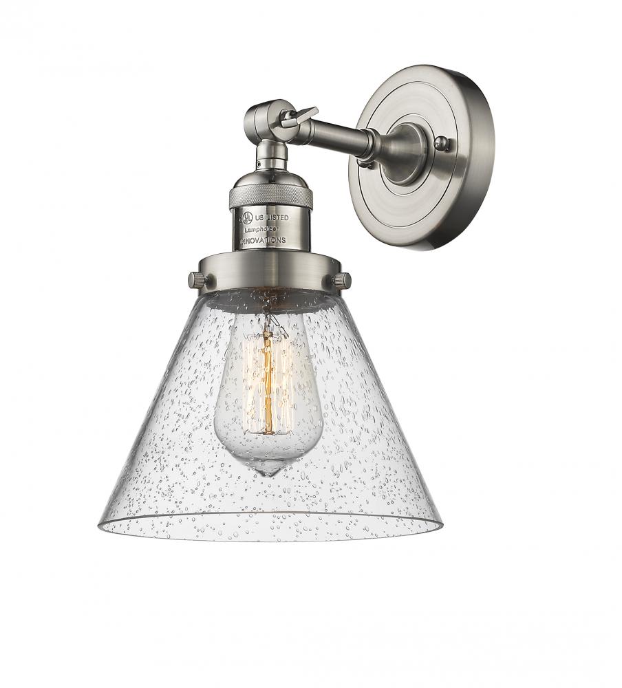Cone - 1 Light - 8 inch - Brushed Satin Nickel - Adjustable Sconce