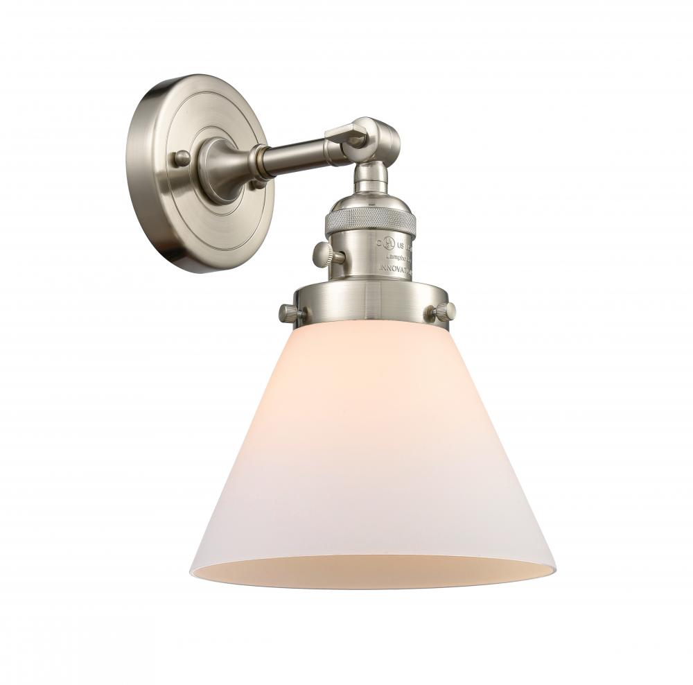 Cone - 1 Light - 8 inch - Brushed Satin Nickel - Adjustable Sconce