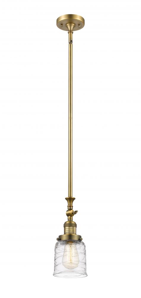 Bell - 1 Light - 5 inch - Brushed Brass - Stem Hung - Adjustable Mini Pendant