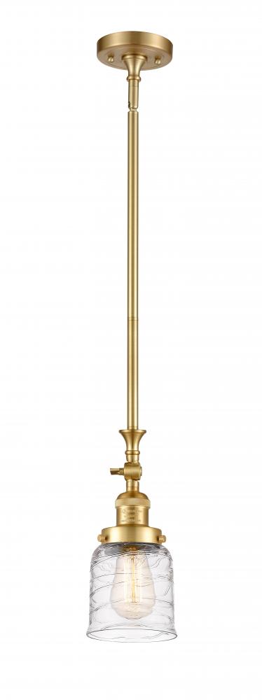Bell - 1 Light - 5 inch - Satin Gold - Stem Hung - Adjustable Mini Pendant