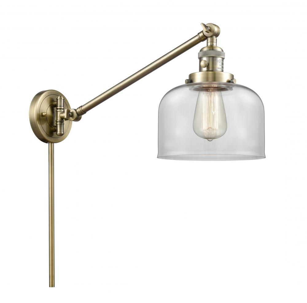 Bell - 1 Light - 8 inch - Antique Brass -Adjustable Swing Arm
