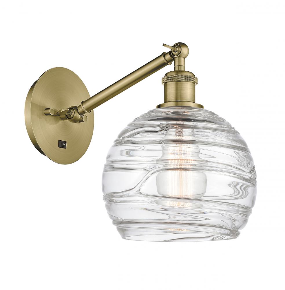 Athens Deco Swirl - 1 Light - 8 inch - Antique Brass - Adjustable Sconce