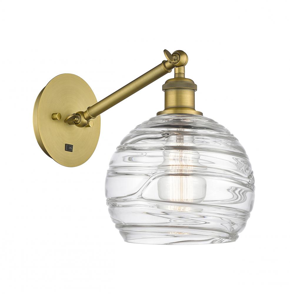 Athens Deco Swirl - 1 Light - 8 inch - Brushed Brass - Adjustable Sconce