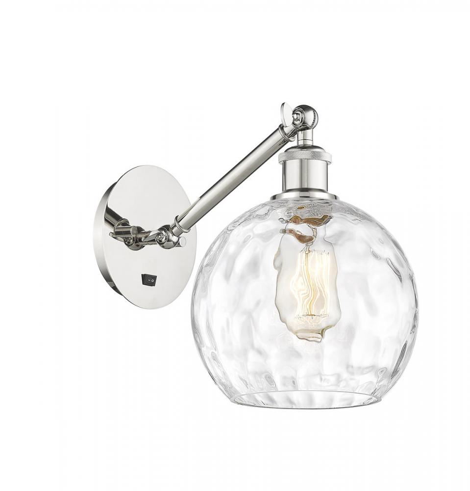 Athens Water Glass - 1 Light - 8 inch - Polished Nickel - Adjustable Sconce