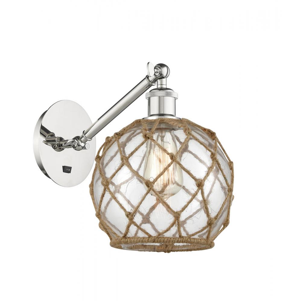 Farmhouse Rope - 1 Light - 8 inch - Polished Nickel - Adjustable Sconce