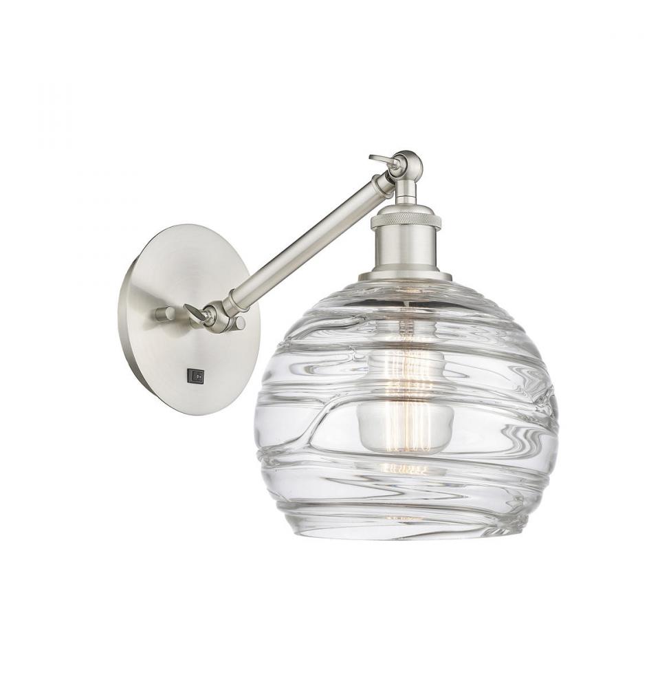Athens Deco Swirl - 1 Light - 8 inch - Brushed Satin Nickel - Adjustable Sconce