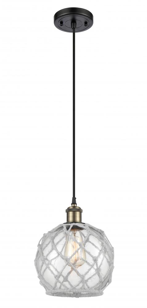 Farmhouse Rope - 1 Light - 8 inch - Black Antique Brass - Cord hung - Mini Pendant
