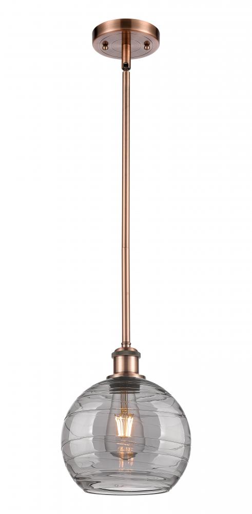 Athens Deco Swirl - 1 Light - 8 inch - Antique Copper - Mini Pendant