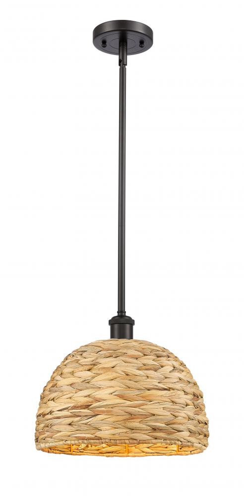 Woven Rattan - 1 Light - 12 inch - Oil Rubbed Bronze - Multi Pendant