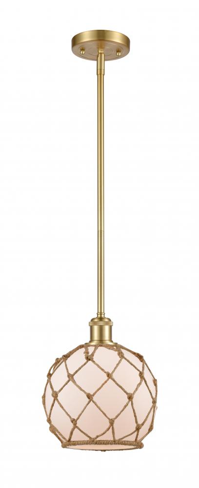 Farmhouse Rope - 1 Light - 8 inch - Satin Gold - Mini Pendant