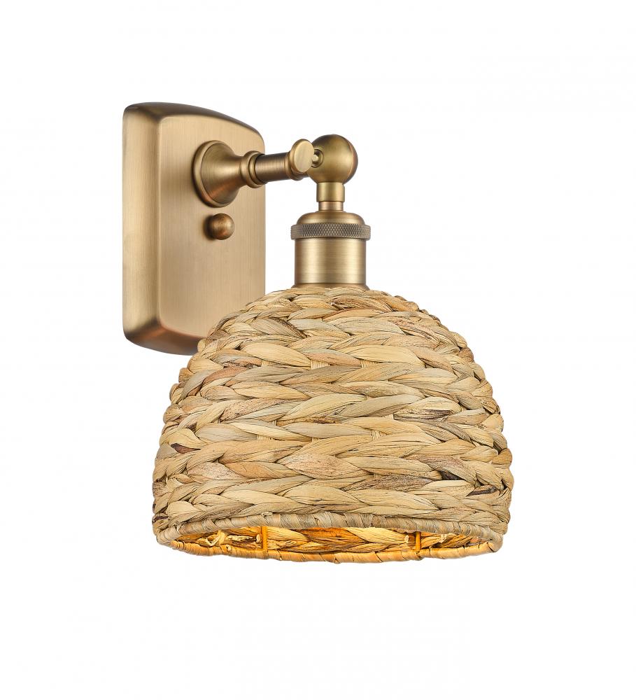 Woven Rattan - 1 Light - 8 inch - Brushed Brass - Sconce