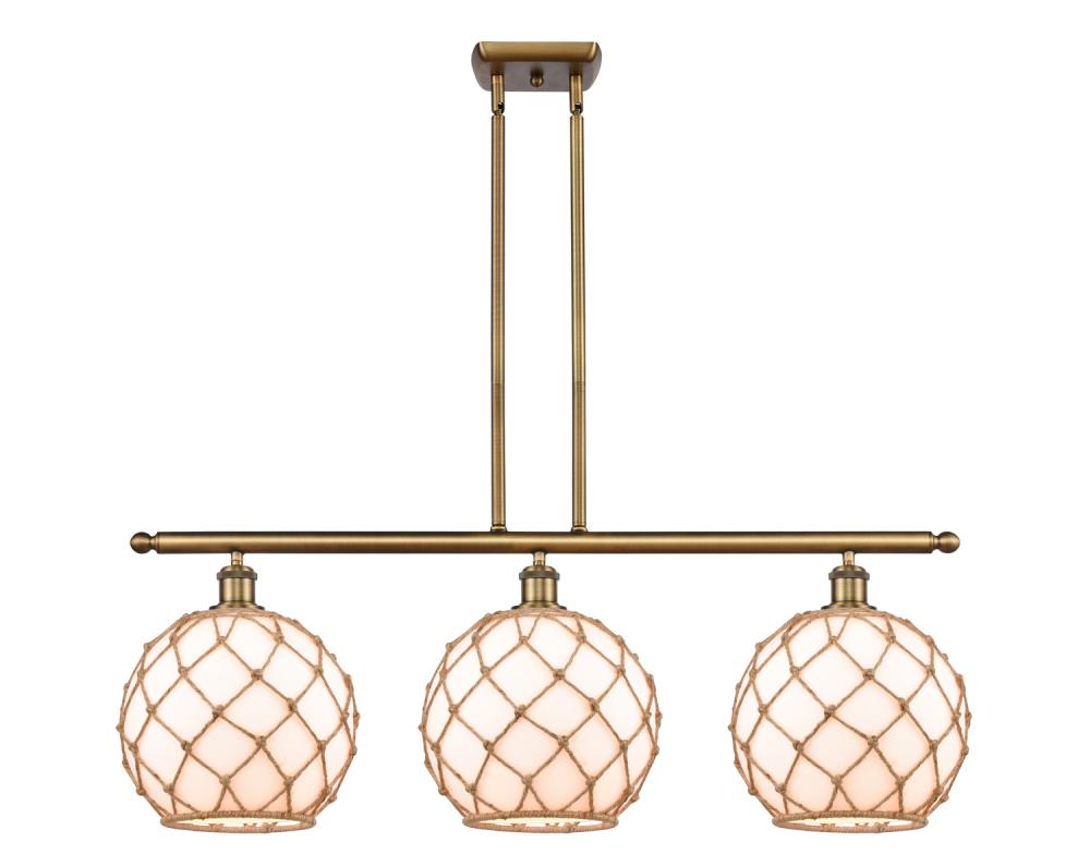 Farmhouse Rope - 3 Light - 37 inch - Brushed Brass - Cord hung - Island Light