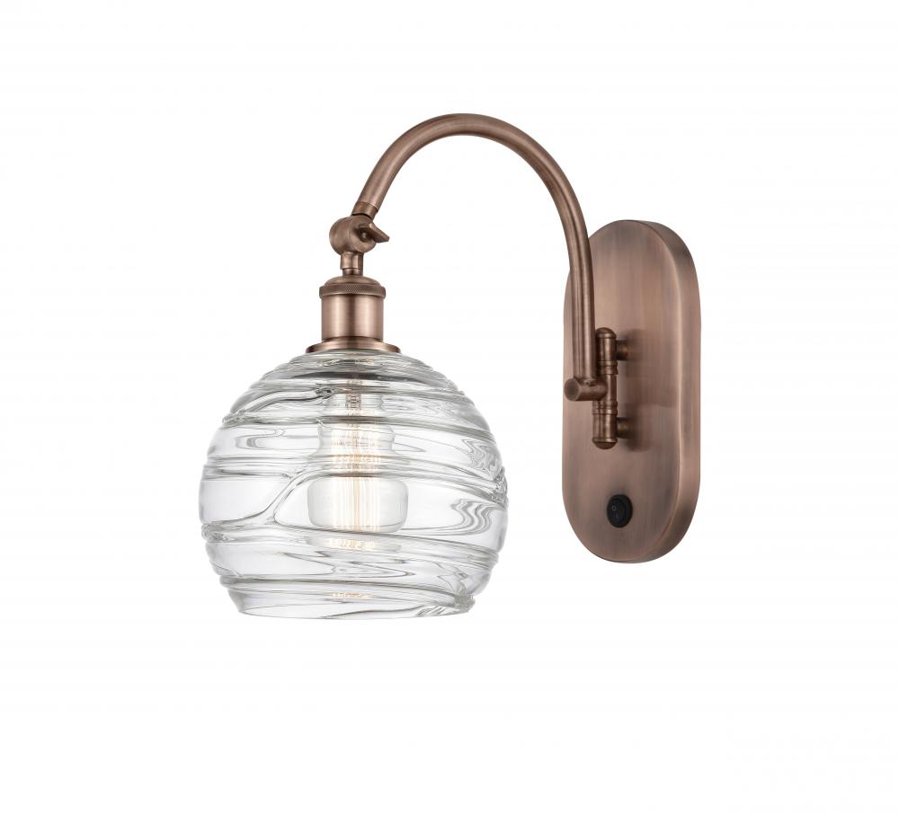 Athens Deco Swirl - 1 Light - 8 inch - Antique Copper - Adjustable Swing Arm