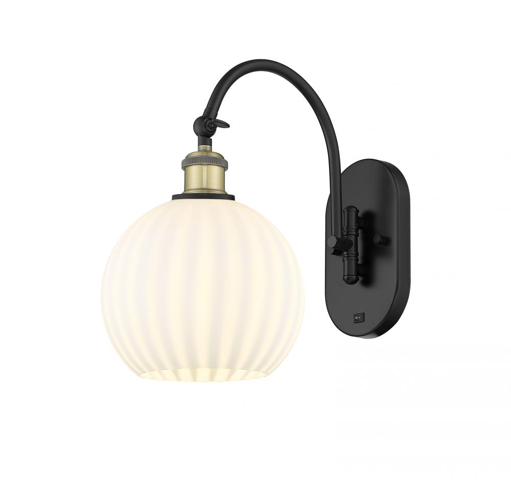 White Venetian - 1 Light - 8 inch - Black Antique Brass - Adjustable Swing Arm