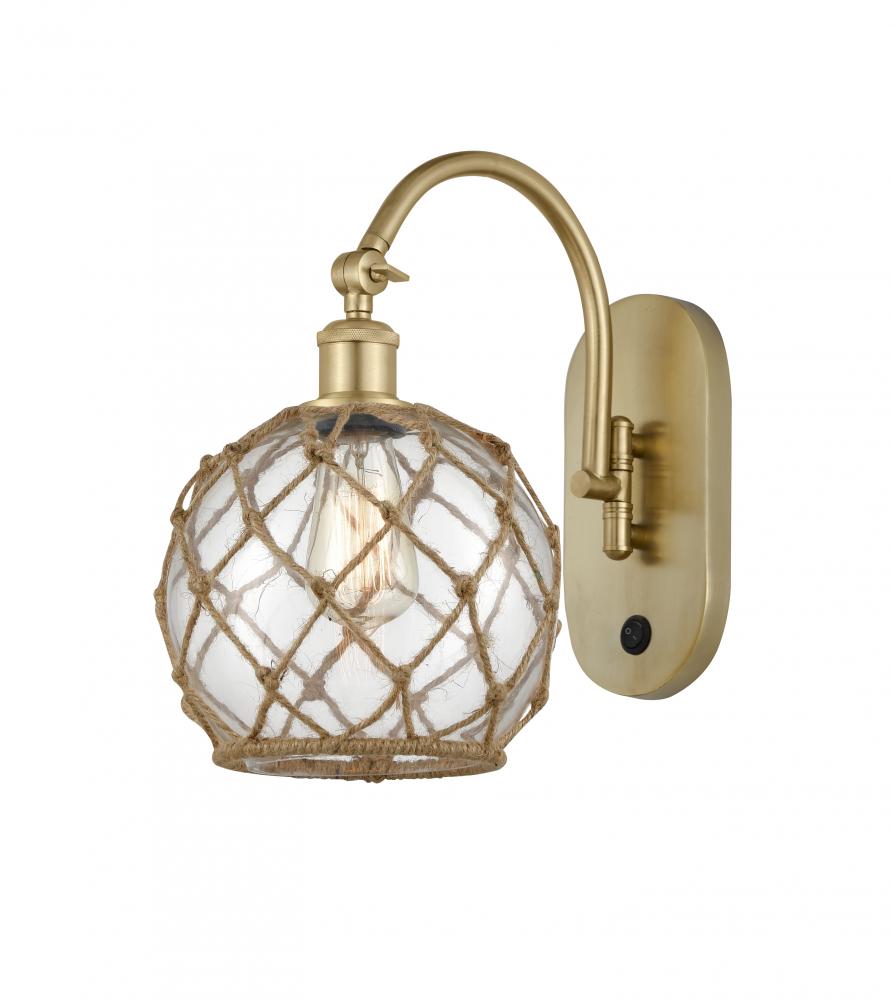 Farmhouse Rope - 1 Light - 8 inch - Satin Gold - Adjustable Swing Arm