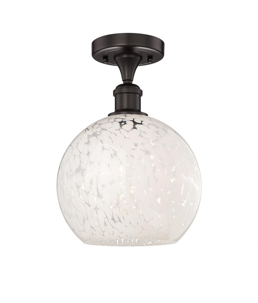 White Mouchette - 1 Light - 10 inch - Oil Rubbed Bronze - Semi-Flush Mount