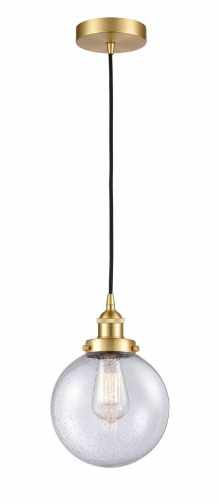 Beacon - 1 Light - 8 inch - Satin Gold - Cord hung - Mini Pendant