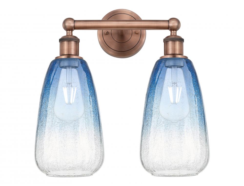 Brookhaven Almond - 2 Light - 15 inch - Antique Copper - Bath Vanity Light