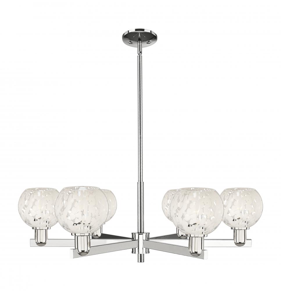 White Mouchette - 6 Light - 36 inch - Polished Chrome - Stem hung - Chandelier