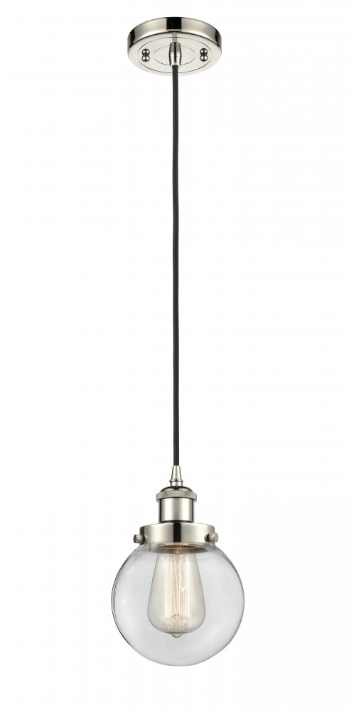 Beacon - 1 Light - 6 inch - Polished Nickel - Cord hung - Mini Pendant