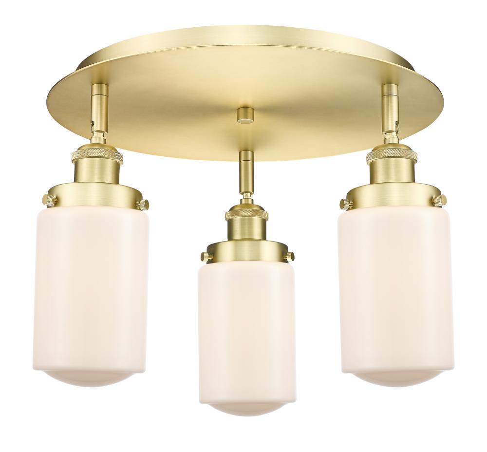 Dover - 3 Light - 16 inch - Satin Gold - Flush Mount