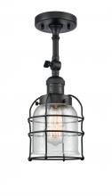 Innovations Lighting 201F-BK-G54-CE - Bell Cage - 1 Light - 6 inch - Matte Black - Adjustable Semi-Flush Mount