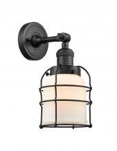 Innovations Lighting 203-BK-G51-CE - Bell Cage - 1 Light - 6 inch - Matte Black - Adjustable Sconce