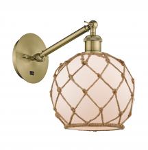 Innovations Lighting 317-1W-AB-G121-8RB - Farmhouse Rope - 1 Light - 8 inch - Antique Brass - Adjustable Sconce