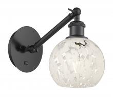Innovations Lighting 317-1W-BK-G1216-6WM - White Mouchette - 1 Light - 6 inch - Matte Black - Adjustable Sconce