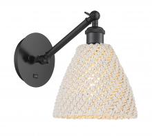 Innovations Lighting 317-1W-BK-NBD-75-NAT - Bristol Natural - 1 Light - 8 inch - Matte Black - Sconce