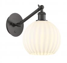 Innovations Lighting 317-1W-OB-G1217-8WV - White Venetian - 1 Light - 8 inch - Oil Rubbed Bronze - Adjustable Sconce