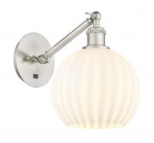 Innovations Lighting 317-1W-SN-G1217-8WV - White Venetian - 1 Light - 8 inch - Brushed Satin Nickel - Adjustable Sconce