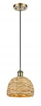 Innovations Lighting 516-1P-AB-RBD-8-NAT - Woven Rattan - 1 Light - 8 inch - Antique Brass - Multi Pendant