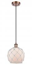 Innovations Lighting 516-1P-AC-G121-8RW - Farmhouse Rope - 1 Light - 8 inch - Antique Copper - Cord hung - Mini Pendant