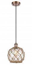 Innovations Lighting 516-1P-AC-G122-8RB - Farmhouse Rope - 1 Light - 8 inch - Antique Copper - Cord hung - Mini Pendant
