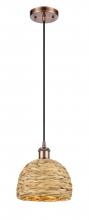 Innovations Lighting 516-1P-AC-RBD-8-NAT - Woven Rattan - 1 Light - 8 inch - Antique Copper - Multi Pendant