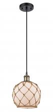 Innovations Lighting 516-1P-BAB-G121-8RB - Farmhouse Rope - 1 Light - 8 inch - Black Antique Brass - Cord hung - Mini Pendant