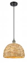 Innovations Lighting 516-1P-BAB-RBD-12-NAT - Woven Rattan - 1 Light - 12 inch - Black Antique Brass - Multi Pendant