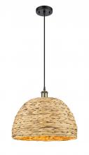 Innovations Lighting 516-1P-BAB-RBD-16-NAT - Woven Rattan - 1 Light - 16 inch - Black Antique Brass - Multi Pendant