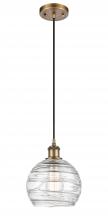 Innovations Lighting 516-1P-BB-G1213-8 - Athens Deco Swirl - 1 Light - 8 inch - Brushed Brass - Cord hung - Mini Pendant