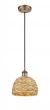 Innovations Lighting 516-1P-BB-RBD-8-NAT - Woven Rattan - 1 Light - 8 inch - Brushed Brass - Multi Pendant