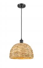 Innovations Lighting 516-1P-BK-RBD-12-NAT - Woven Rattan - 1 Light - 12 inch - Matte Black - Multi Pendant