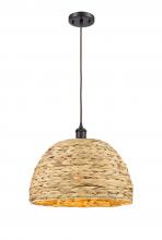 Innovations Lighting 516-1P-OB-RBD-16-NAT - Woven Rattan - 1 Light - 16 inch - Oil Rubbed Bronze - Multi Pendant