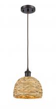 Innovations Lighting 516-1P-OB-RBD-8-NAT - Woven Rattan - 1 Light - 8 inch - Oil Rubbed Bronze - Multi Pendant