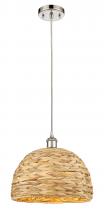 Innovations Lighting 516-1P-PN-RBD-12-NAT - Woven Rattan - 1 Light - 12 inch - Polished Nickel - Multi Pendant