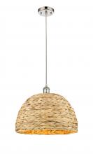 Innovations Lighting 516-1P-PN-RBD-16-NAT - Woven Rattan - 1 Light - 16 inch - Polished Nickel - Multi Pendant