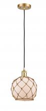 Innovations Lighting 516-1P-SG-G121-8RB - Farmhouse Rope - 1 Light - 8 inch - Satin Gold - Cord hung - Mini Pendant