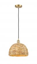 Innovations Lighting 516-1P-SG-RBD-12-NAT - Woven Rattan - 1 Light - 12 inch - Satin Gold - Multi Pendant