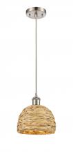 Innovations Lighting 516-1P-SN-RBD-8-NAT - Woven Rattan - 1 Light - 8 inch - Satin Nickel - Multi Pendant